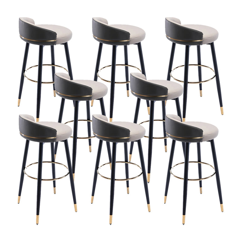 Modern Low Back Counter Stool Faux Leather Armless Bar Chair