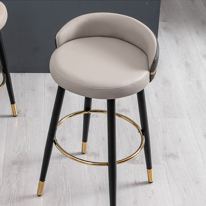 Modern Low Back Counter Stool Faux Leather Armless Bar Chair
