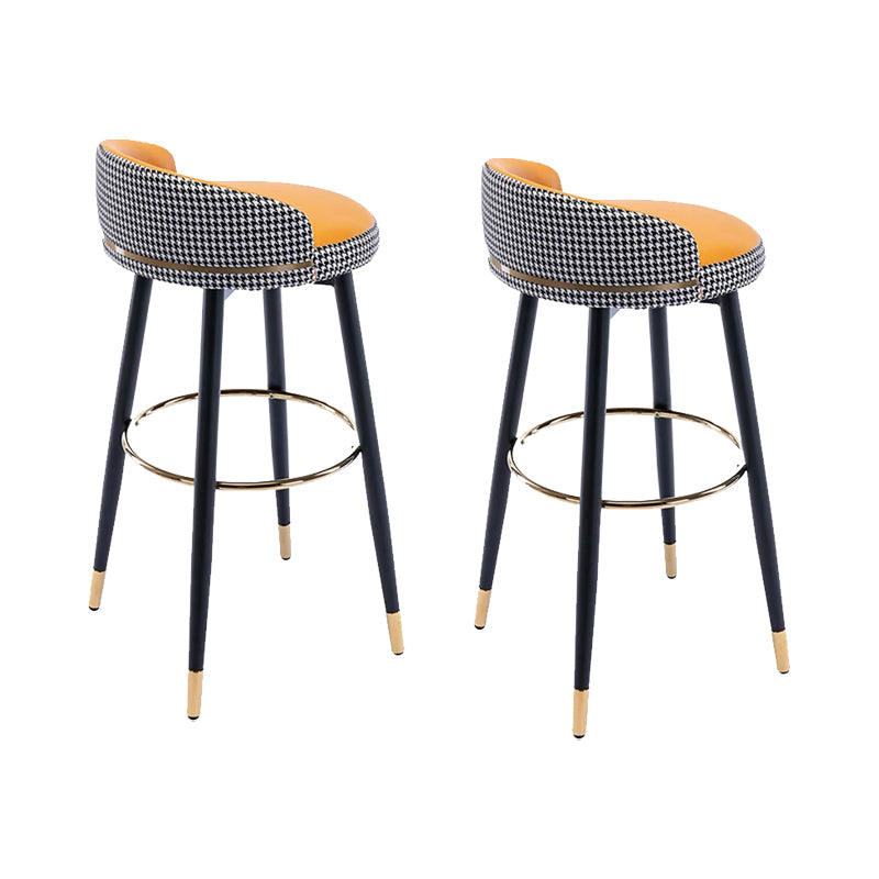 Modern Low Back Counter Stool Faux Leather Armless Bar Chair