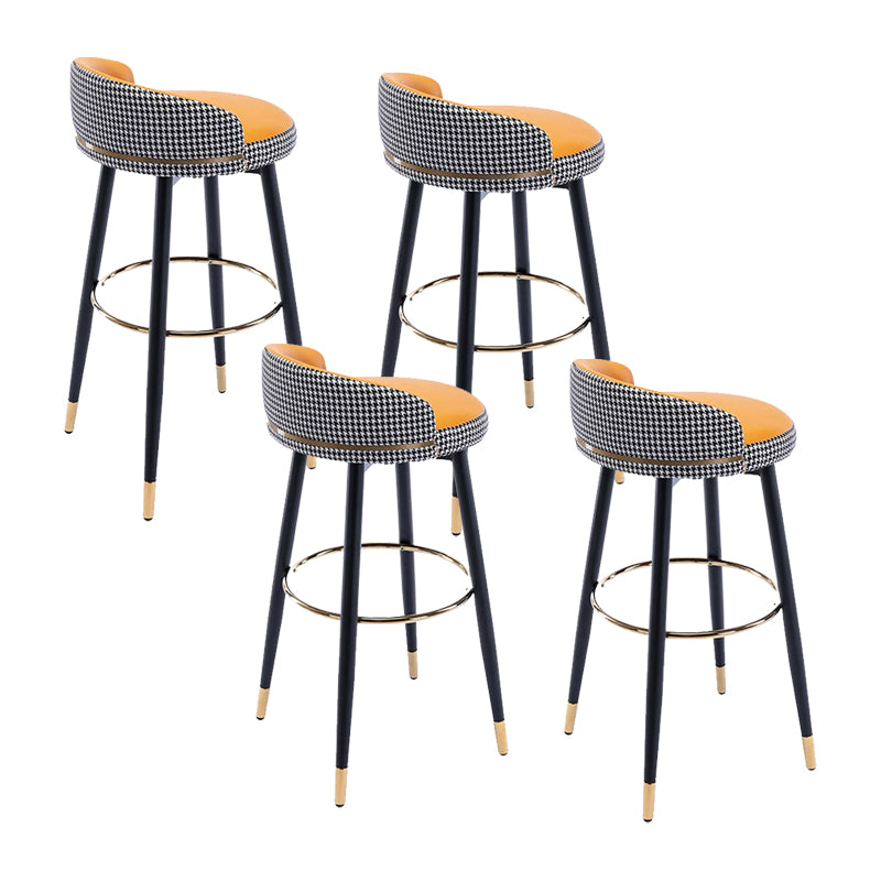 Modern Low Back Counter Stool Faux Leather Armless Bar Chair