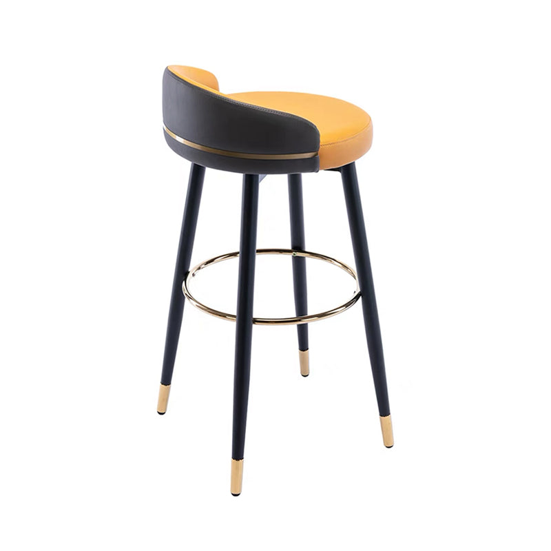 Modern Low Back Counter Stool Faux Leather Armless Bar Chair