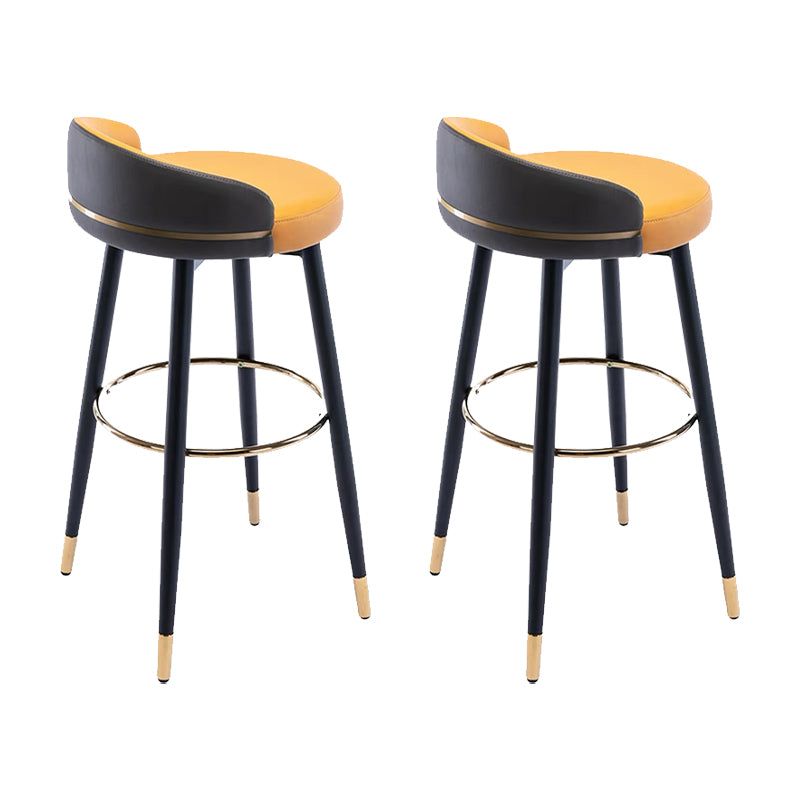 Modern Low Back Counter Stool Faux Leather Armless Bar Chair