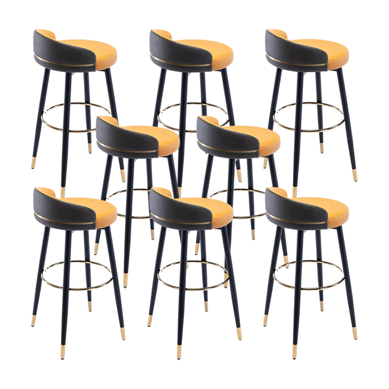 Modern Low Back Counter Stool Faux Leather Armless Bar Chair