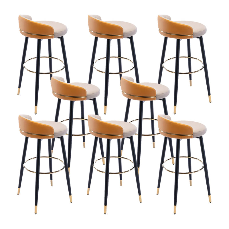 Modern Low Back Counter Stool Faux Leather Armless Bar Chair