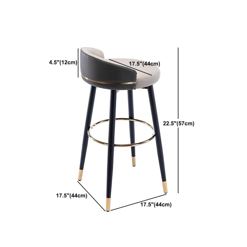 Modern Low Back Counter Stool Faux Leather Armless Bar Chair