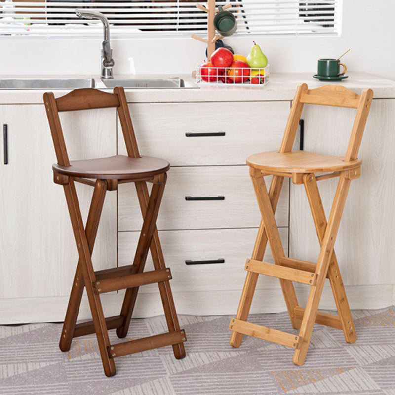 Contemporary Home Folding Stool Matte Finish Bamboo Barstool