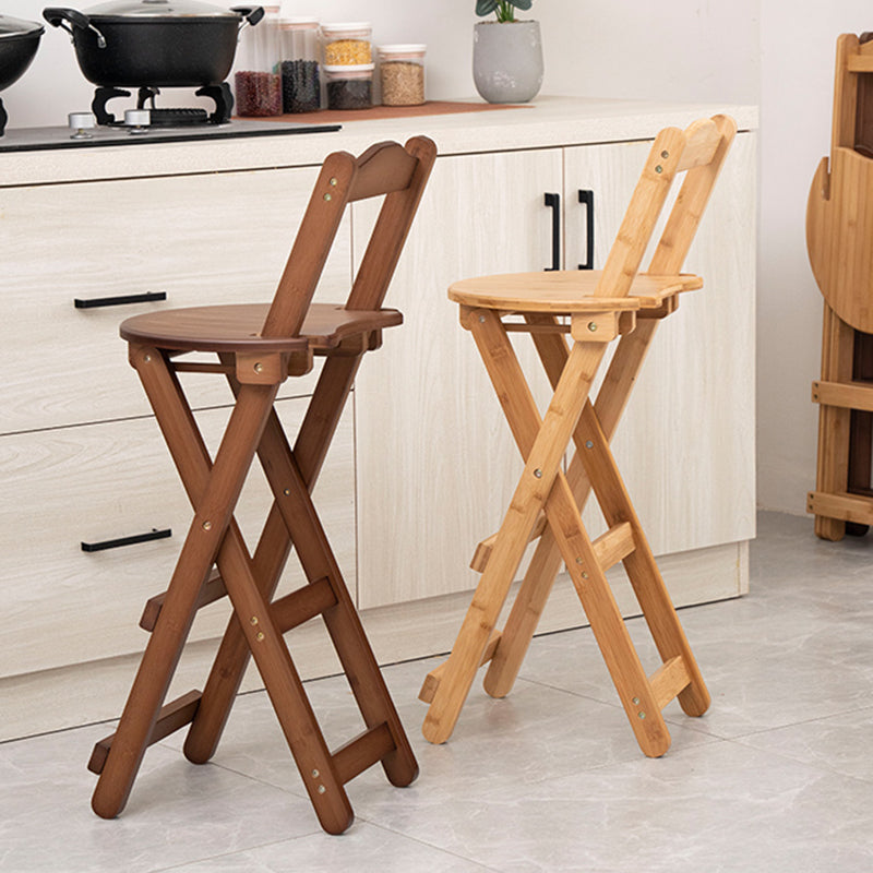 Contemporary Home Folding Stool Matte Finish Bamboo Barstool