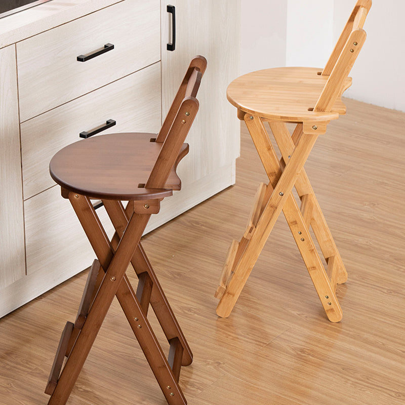 Contemporary Home Folding Stool Matte Finish Bamboo Barstool