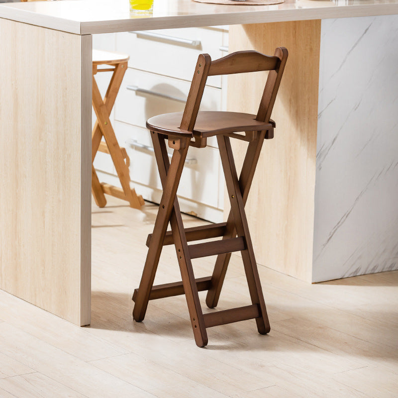 Contemporary Home Folding Stool Matte Finish Bamboo Barstool