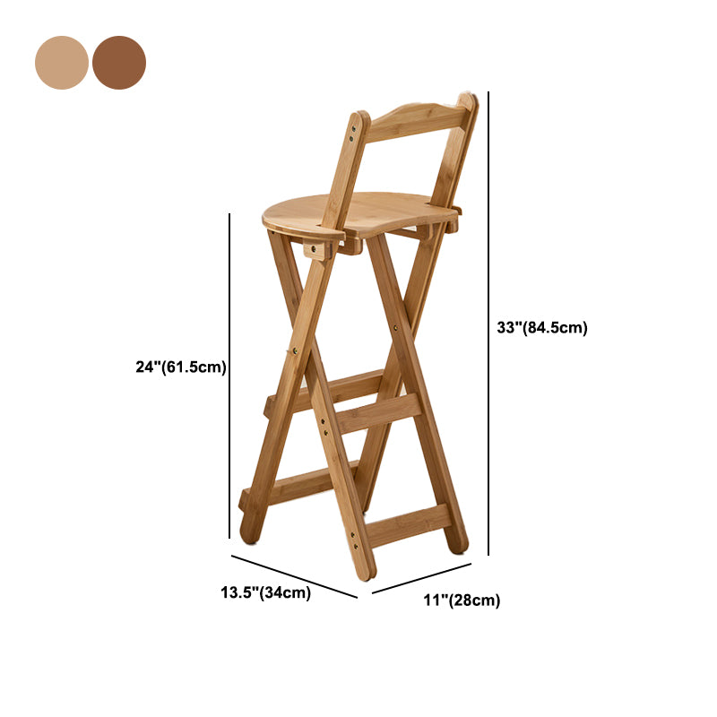 Contemporary Home Folding Stool Matte Finish Bamboo Barstool