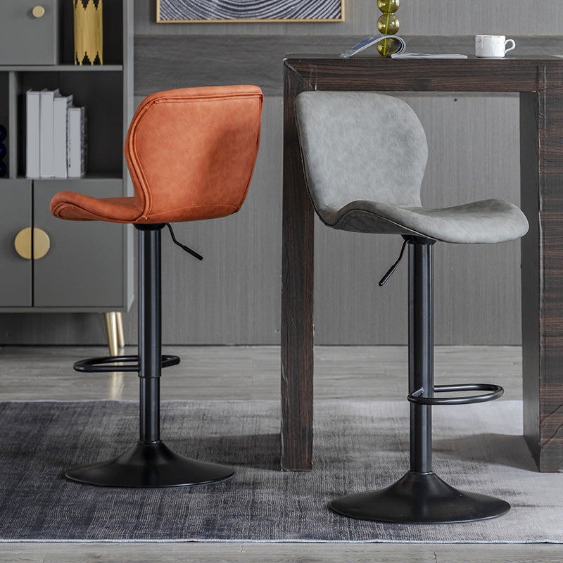 Contemporary Adjustable Height Stool Reception Leather Barstool