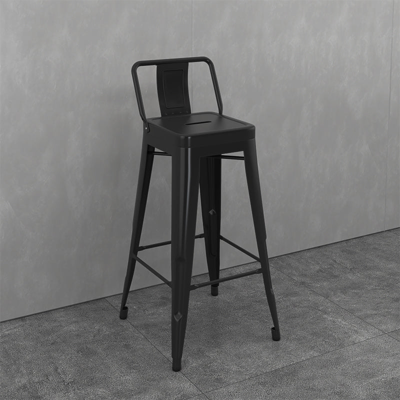 Modern Armless Square Bar Chair Low Back Bar Stool with Metal Legs