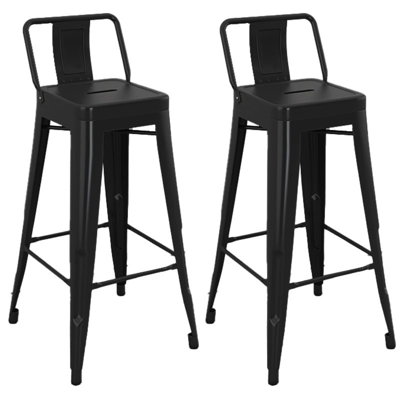 Modern Armless Square Bar Chair Low Back Bar Stool with Metal Legs