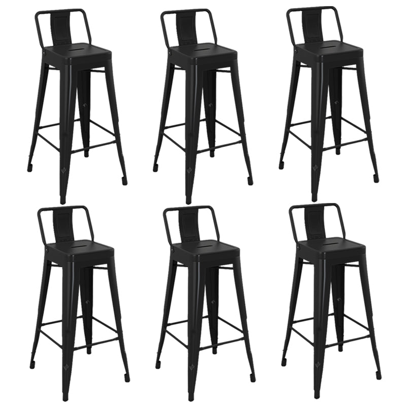 Modern Armless Square Bar Chair Low Back Bar Stool with Metal Legs