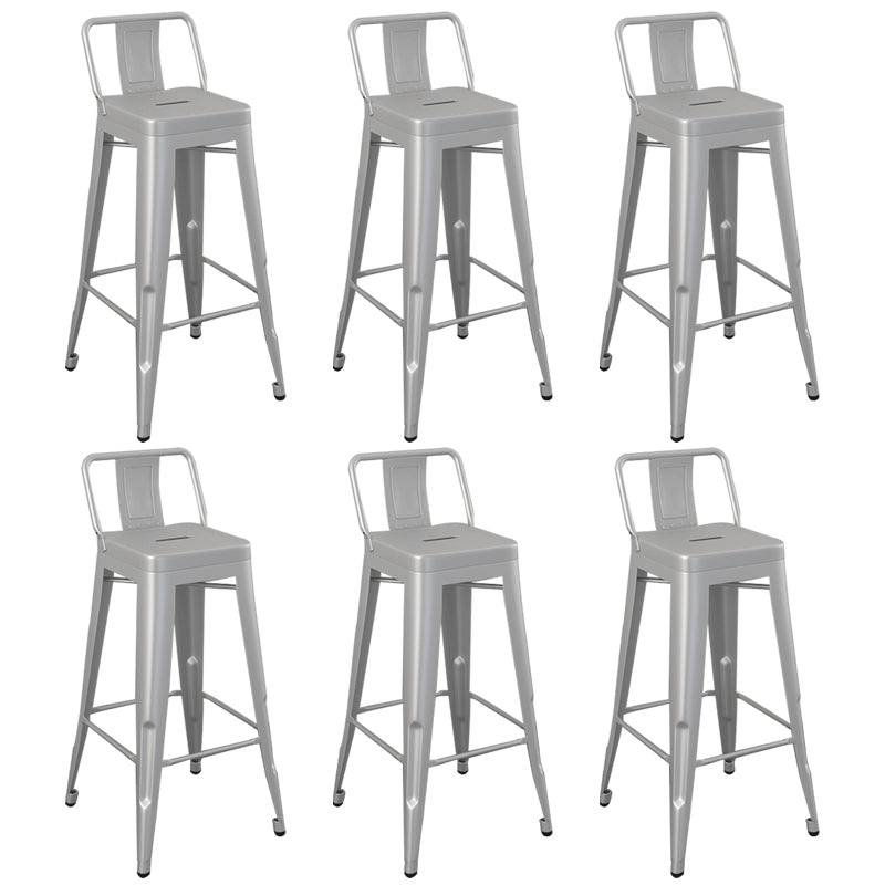 Modern Armless Square Bar Chair Low Back Bar Stool with Metal Legs