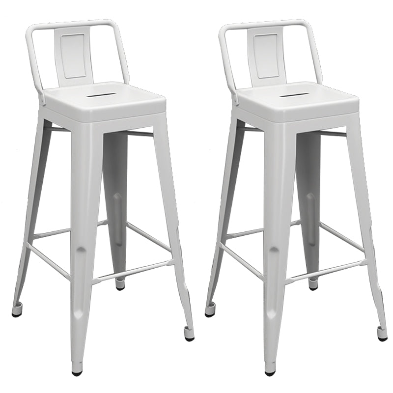 Modern Armless Square Bar Chair Low Back Bar Stool with Metal Legs