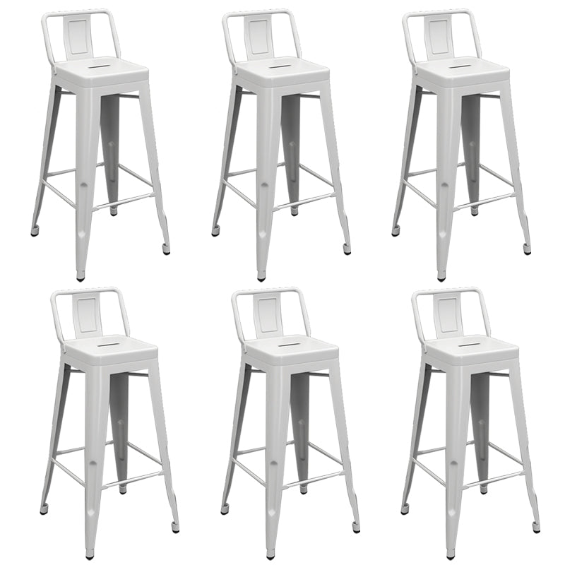 Modern Armless Square Bar Chair Low Back Bar Stool with Metal Legs