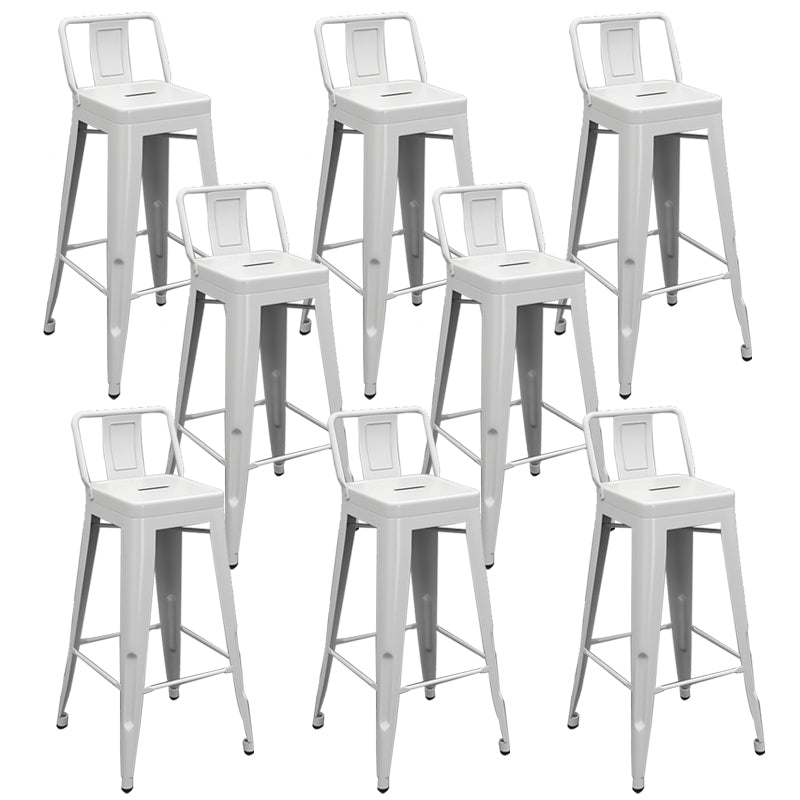 Modern Armless Square Bar Chair Low Back Bar Stool with Metal Legs