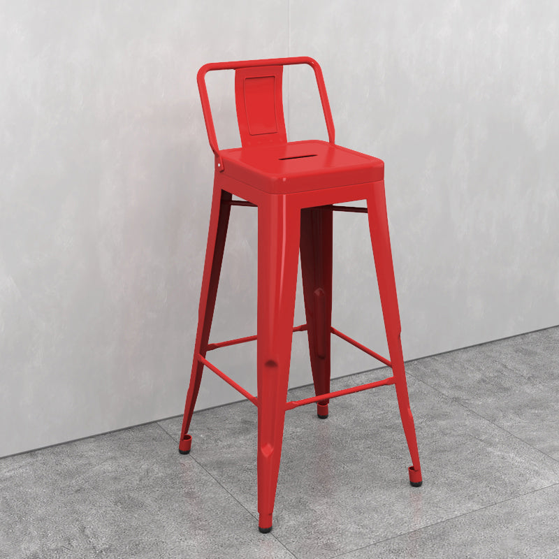 Modern Armless Square Bar Chair Low Back Bar Stool with Metal Legs