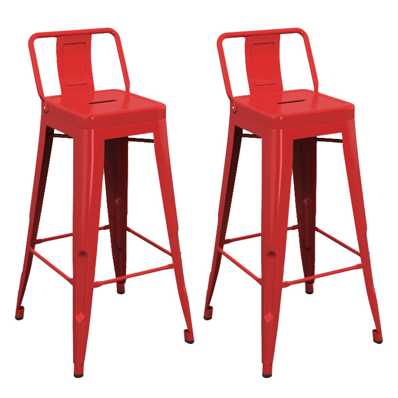 Modern Armless Square Bar Chair Low Back Bar Stool with Metal Legs