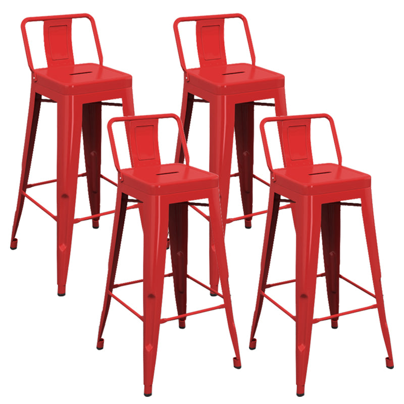 Modern Armless Square Bar Chair Low Back Bar Stool with Metal Legs