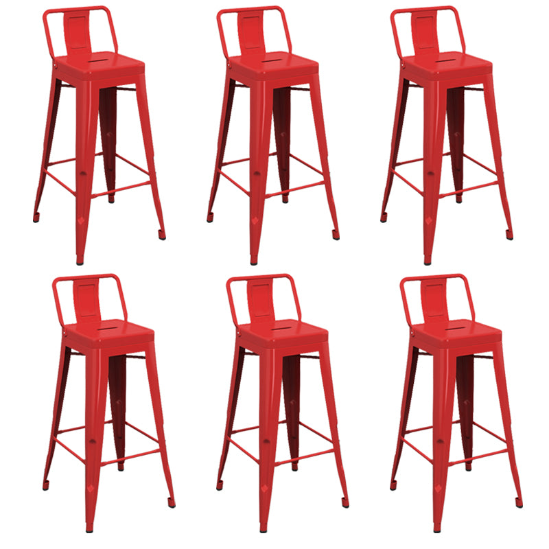 Modern Armless Square Bar Chair Low Back Bar Stool with Metal Legs