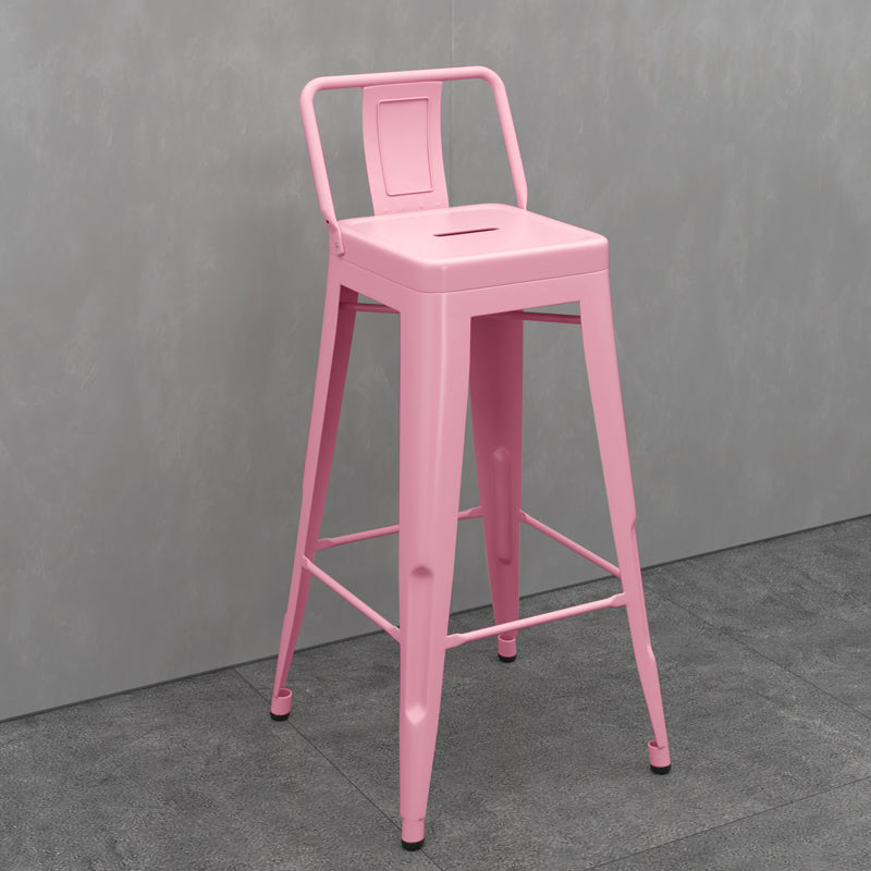 Modern Armless Square Bar Chair Low Back Bar Stool with Metal Legs