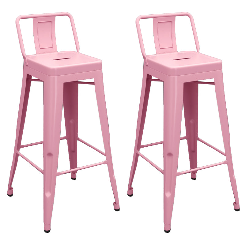 Modern Armless Square Bar Chair Low Back Bar Stool with Metal Legs