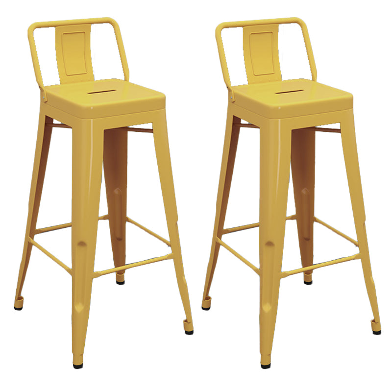 Modern Armless Square Bar Chair Low Back Bar Stool with Metal Legs