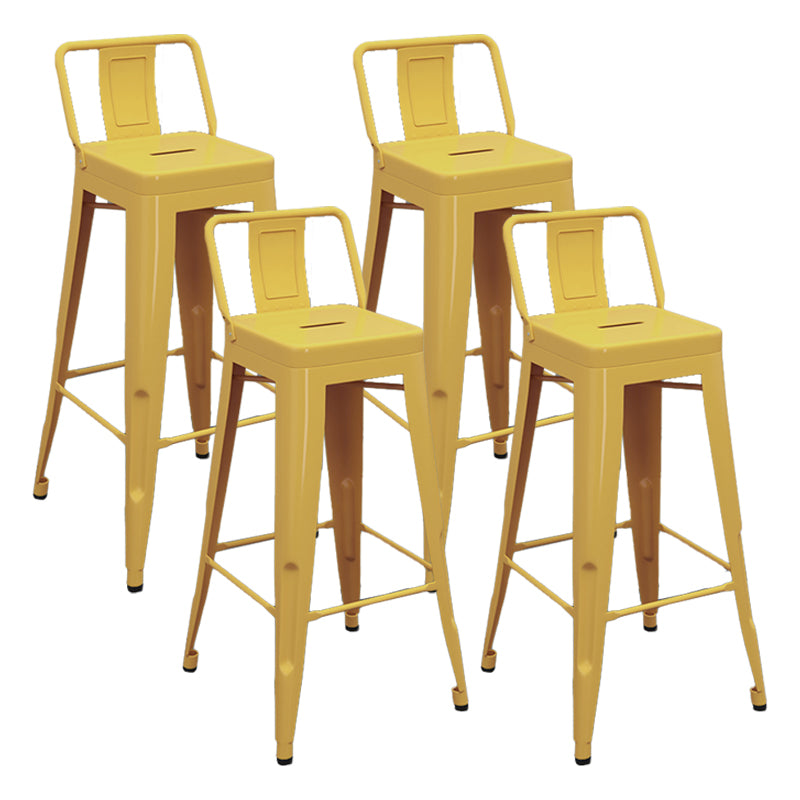 Modern Armless Square Bar Chair Low Back Bar Stool with Metal Legs