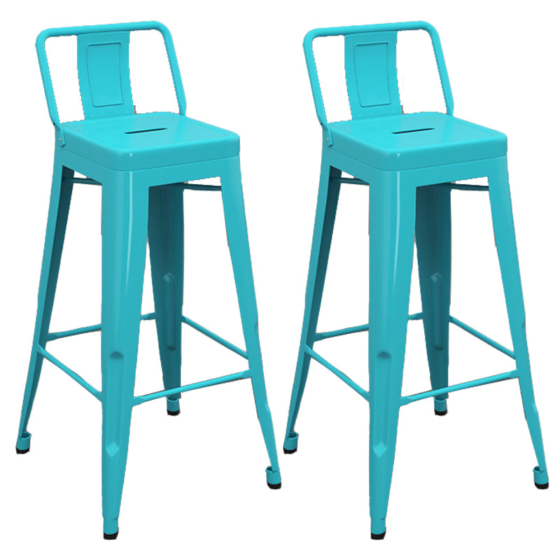 Modern Armless Square Bar Chair Low Back Bar Stool with Metal Legs