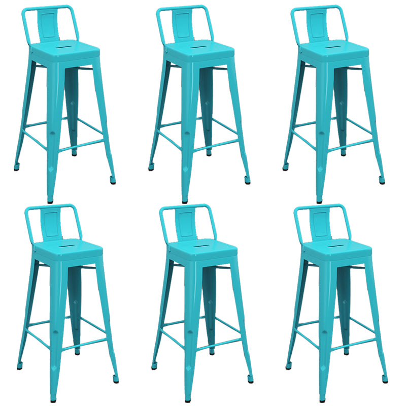 Modern Armless Square Bar Chair Low Back Bar Stool with Metal Legs