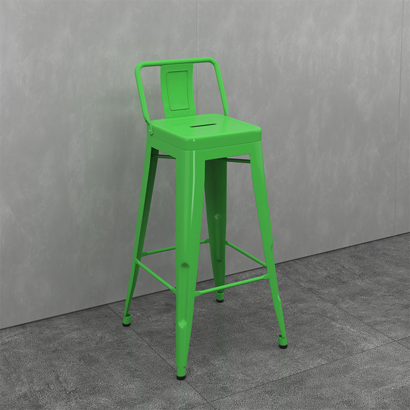 Modern Armless Square Bar Chair Low Back Bar Stool with Metal Legs