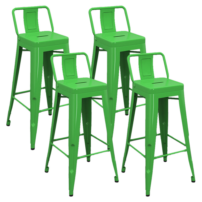 Modern Armless Square Bar Chair Low Back Bar Stool with Metal Legs