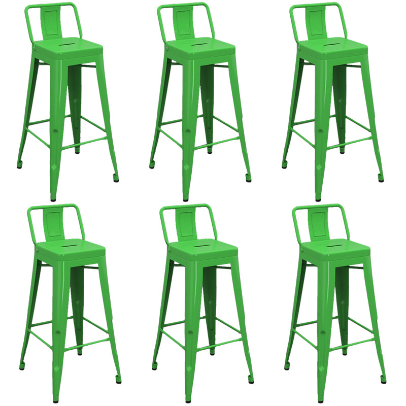 Modern Armless Square Bar Chair Low Back Bar Stool with Metal Legs
