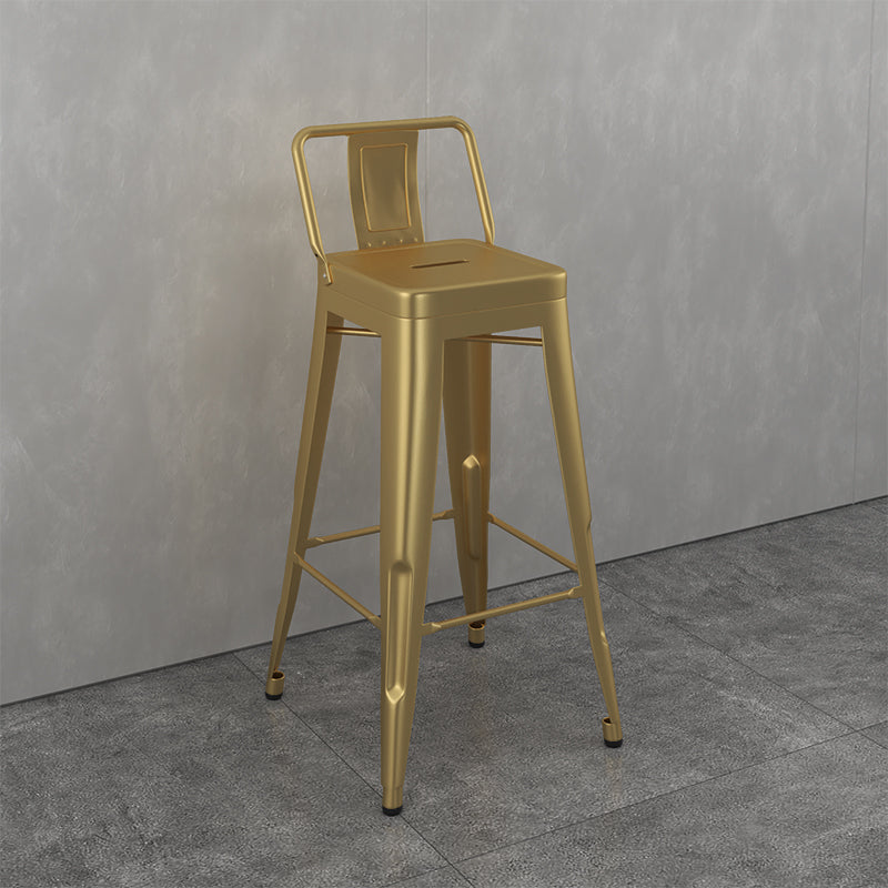 Modern Armless Square Bar Chair Low Back Bar Stool with Metal Legs