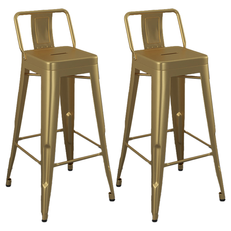 Modern Armless Square Bar Chair Low Back Bar Stool with Metal Legs