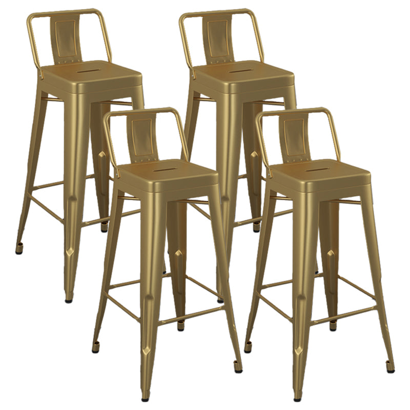 Modern Armless Square Bar Chair Low Back Bar Stool with Metal Legs