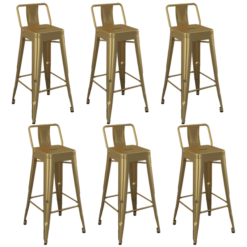 Modern Armless Square Bar Chair Low Back Bar Stool with Metal Legs