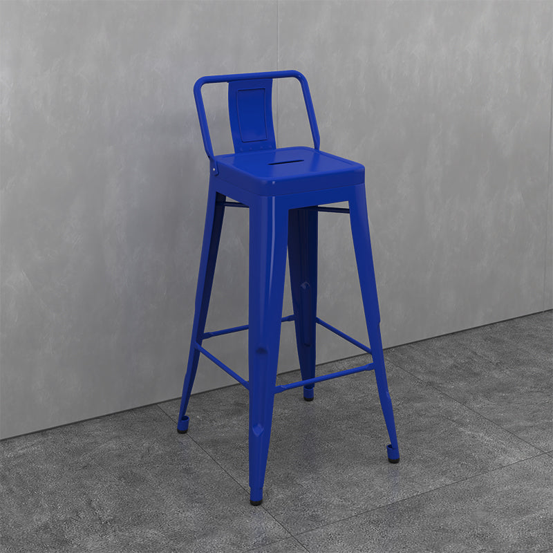 Modern Armless Square Bar Chair Low Back Bar Stool with Metal Legs