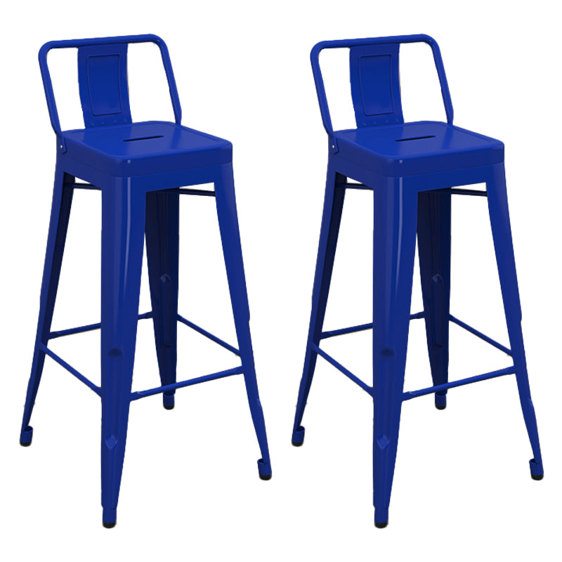 Modern Armless Square Bar Chair Low Back Bar Stool with Metal Legs