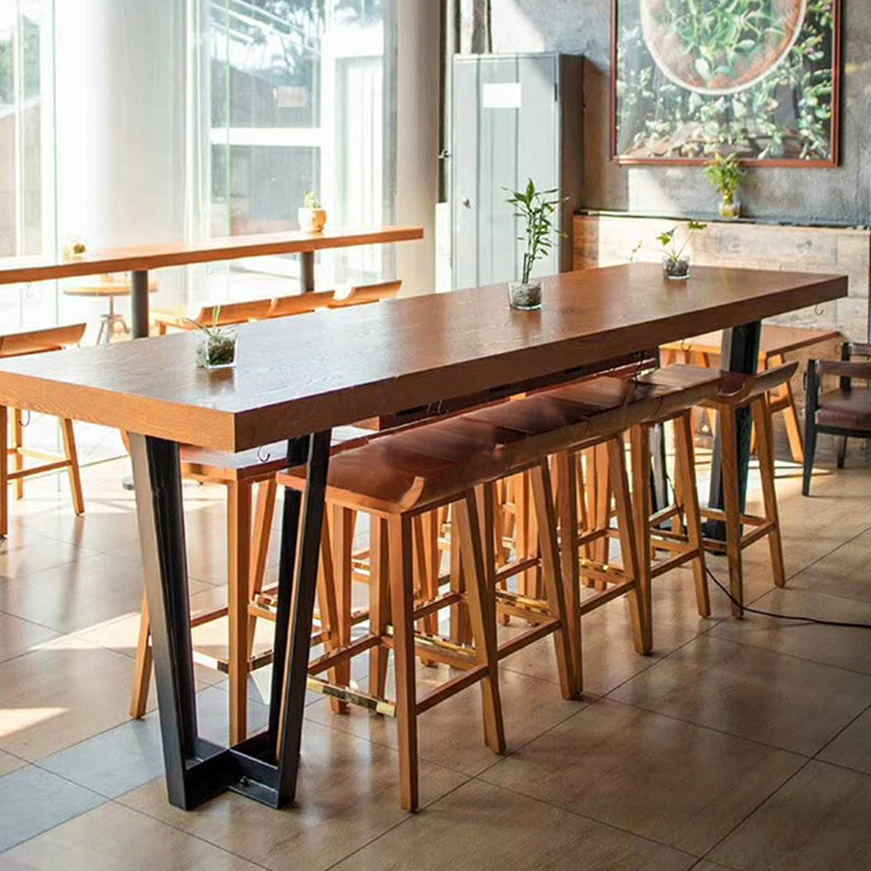 Modern Solid Wood Bar Chair Armless Bar Stool with Wooden Footrest