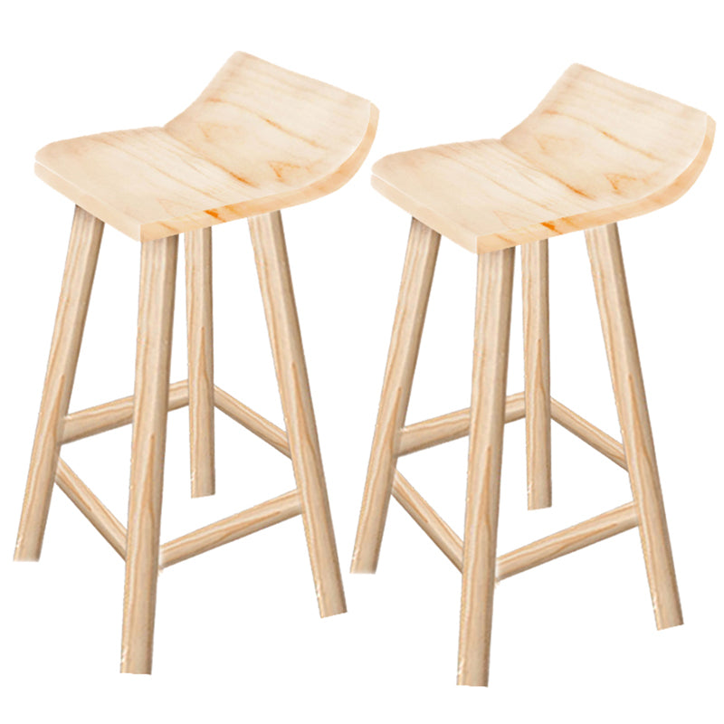 Modern Solid Wood Bar Chair Armless Bar Stool with Wooden Footrest