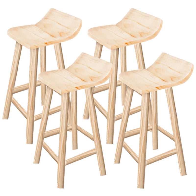 Modern Solid Wood Bar Chair Armless Bar Stool with Wooden Footrest