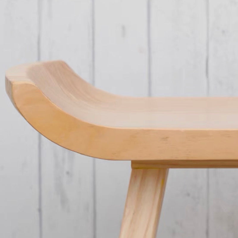 Modern Solid Wood Bar Chair Armless Bar Stool with Wooden Footrest