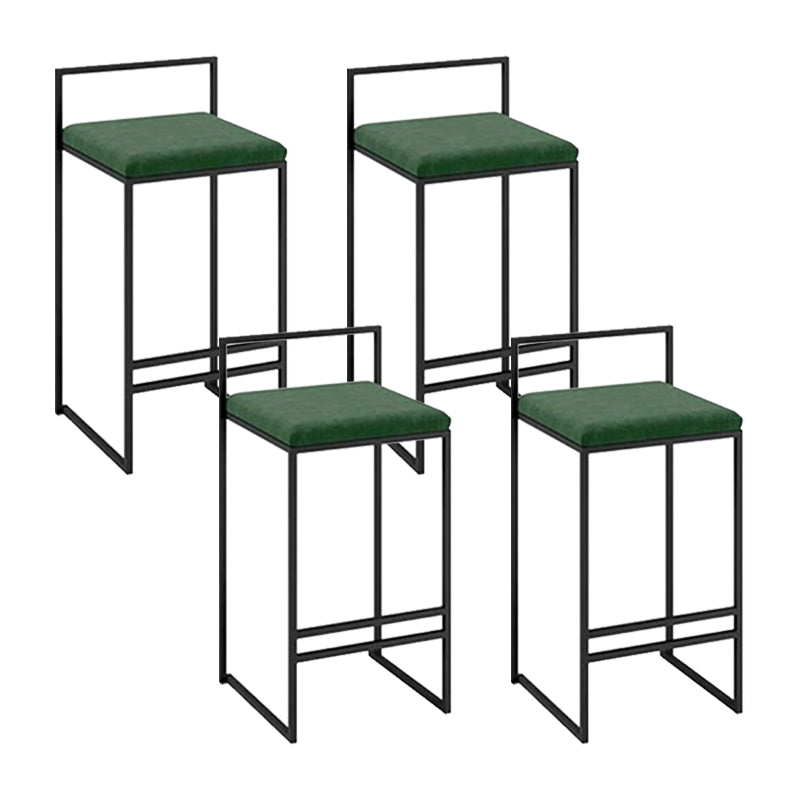 Industrial Square Upholstered Counter Stool Armless Bar Chair with Metal Footrest