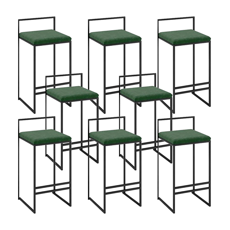 Industrial Square Upholstered Counter Stool Armless Bar Chair with Metal Footrest