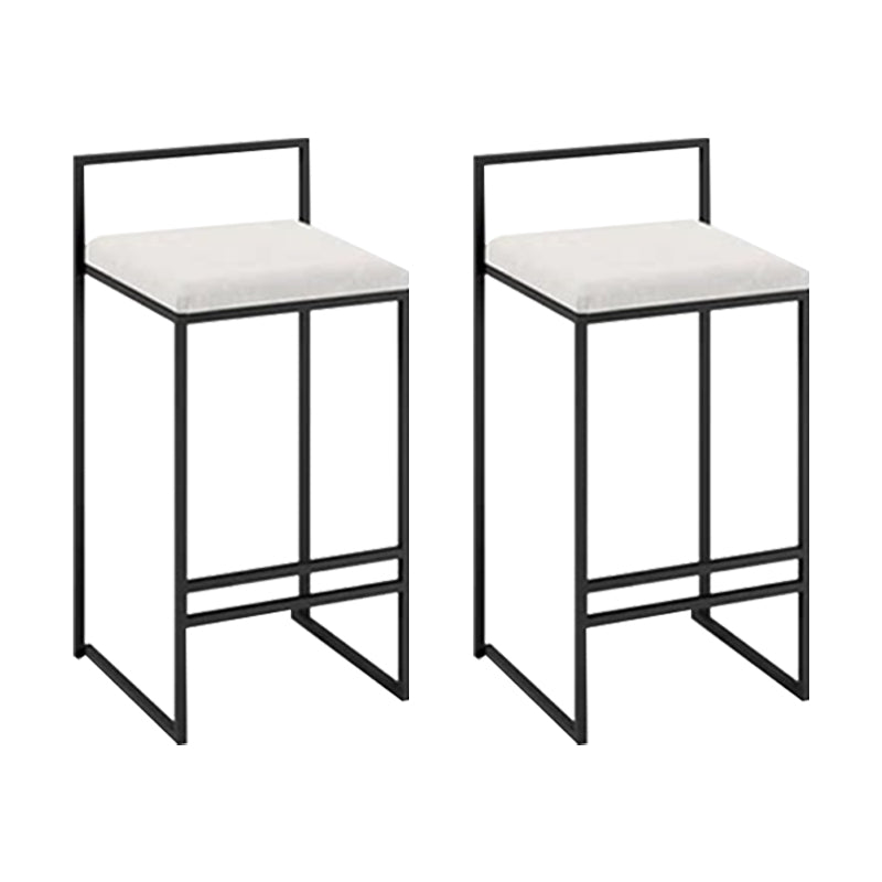 Industrial Square Upholstered Counter Stool Armless Bar Chair with Metal Footrest