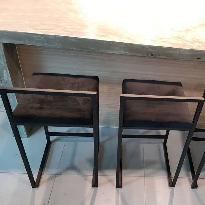 Industrial Square Upholstered Counter Stool Armless Bar Chair with Metal Footrest