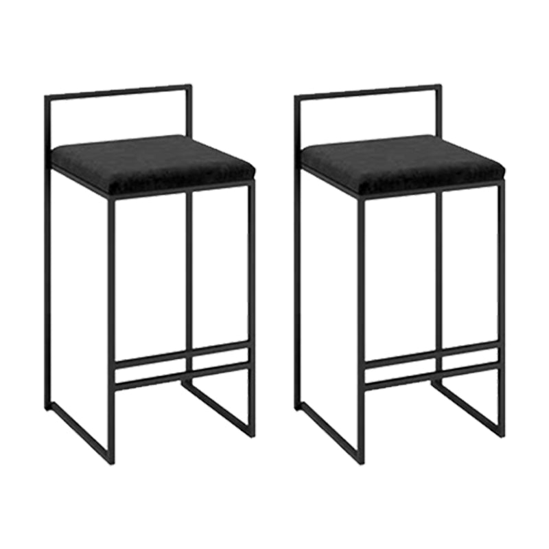 Industrial Square Upholstered Counter Stool Armless Bar Chair with Metal Footrest